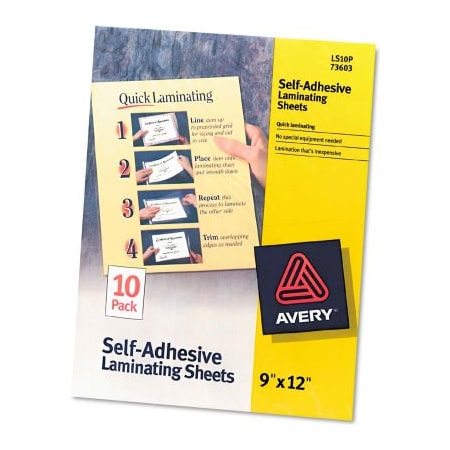 Avery Dennison Avery Clear Self-Adhesive Laminating Sheets, 3 mil, 9 x 12, 10/Pack 73603